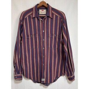 VTG Vintage Levi's Twill Chore Shirt Mens Medium Striped Button Down Western I